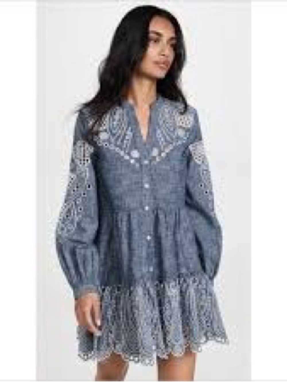 Ariana Cotton Chambray Tiered Minidress EUC by Veronica Beard - Picture 3 of 15